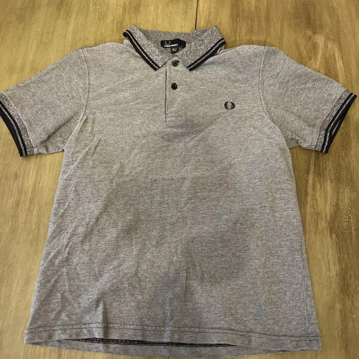 Fred Perry Women s Twin Tipped gray and navy blue polo shirt size