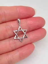 Solid Star of David Pendant 925 Sterling Silver Mens Womens 17mm(0.67")/26mm