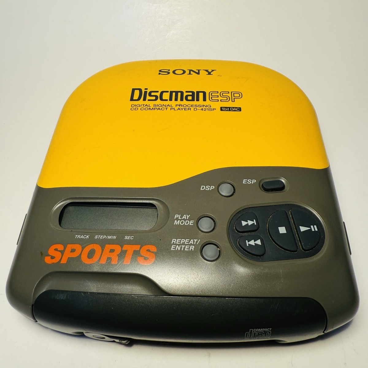 Sony Sports Discman ESP Yellow D-421SP Portable CD Player ~ NOT