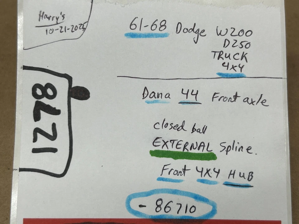 61-68 Dodge W200 D250 4x4 - Dana 44 bola cerrada ranura externa buje delantero 86710 Foto 2 de 4