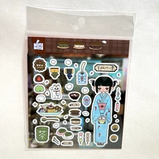 Waka Waka Tea Time Geisha Stickers Kawaii Japan Junk Journal Collage Scrapbook