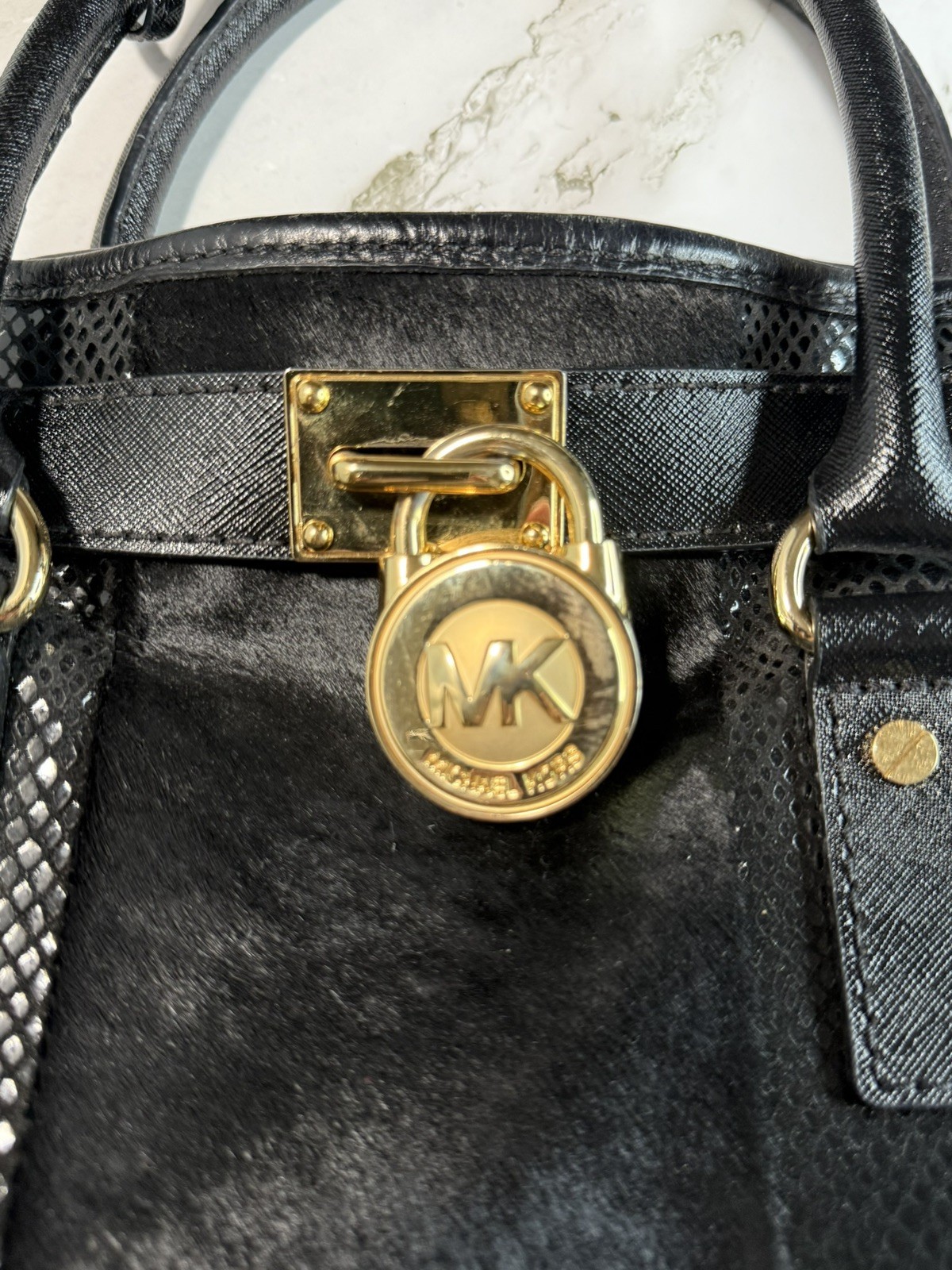 Michael Kors Fur, Python & Croc Embossed Leather … - image 7