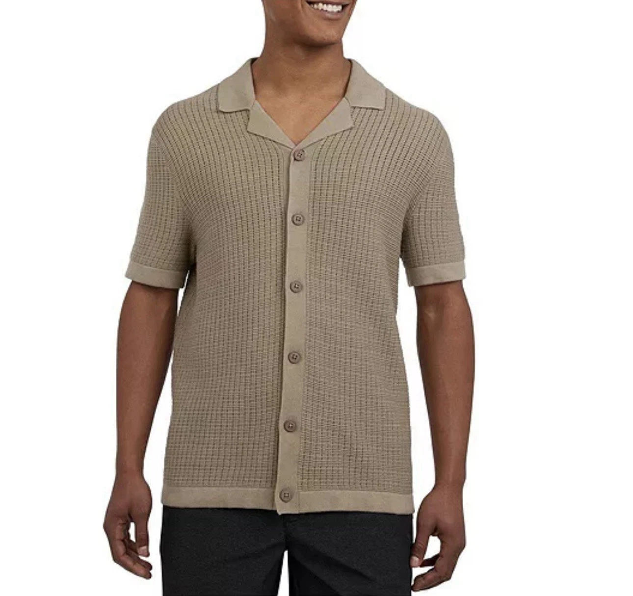 DKNY Men’s Cafe Colored Grid Sweater Camp Button-up Shirt Size L NWT
Opens in a new window or tab