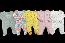 Baby Girl Newborn Carter's Cotton Footed Zip Up Sleeper Pajama Clothes Bundle