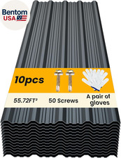 10 Pcs Metal Roofing Panels - Corrugated Galvanized Roof Panels L45.28X W17.72 I