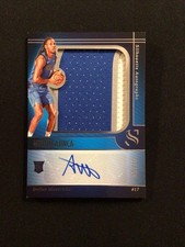 2024-25 Panini Silhouette Jumbo 3 Color Patch Auto Melvin Ajinca Mavericks 97/99
