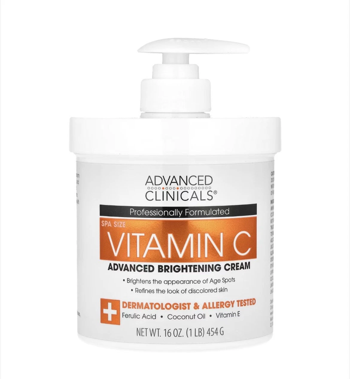 Advanced Clinicals, Vitamin C, Advanced Brightening Cream, 16 oz (454 g)