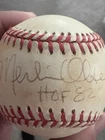 Merlin Olsen Signed Baseball NFL Los Angeles Rams HOF Deceased Autographed