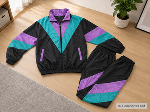 80er 90er Retro Trainingsanzug Set Vintage Kostüm Bad Taste Party Gr. L & XL