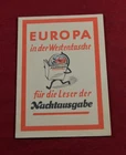 German WW2 Pocket Europe Map "Europa in der Westentasche" Third Reich