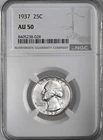1937-P  25C WASHINGTON SILVER QUARTER DENVER  NGC AU50  #8405238-028