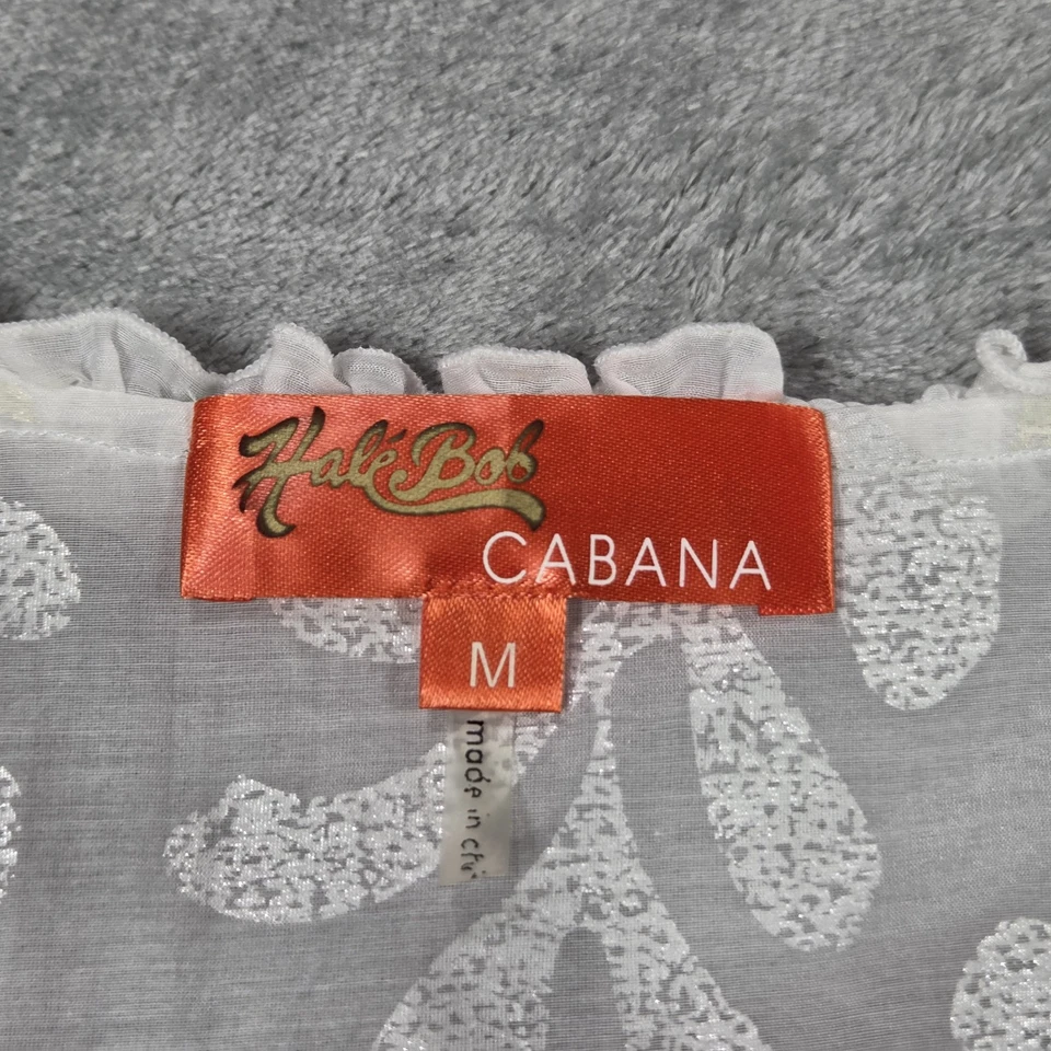 Túnica de playa Hale Bob Top para mujer M blanca mezcla de seda metálica hoja dorada cabaña Foto 2 de 4