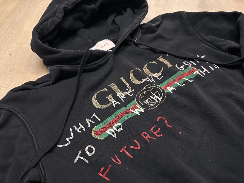 GUCCI “What Are We Going To Do With All This Future?”Hoodie S Made in Italy - Image 2 of 4