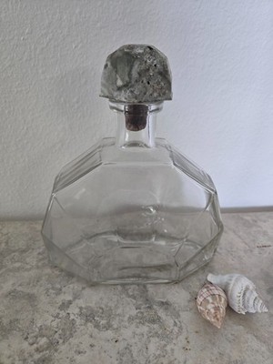 Antique 1920s 30s Art Deco Glass Decanter   Prohibition Era   Original Cork & Me
