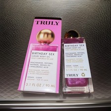 TRULY Birthday Sex Luxury BODY OIL Pink Shimmer W/ Peptides Hyaluronic Acid 90ml