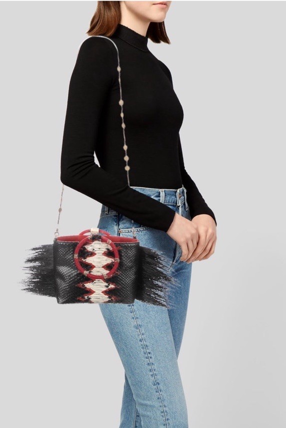 INGRID BRUHA Feather Bag Black Python Leather Wit… - image 2