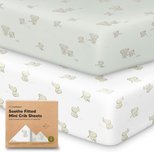 2-Pack Mini Crib Sheets Fitted - 38X26 Pack N Play Sheets for Pack and Play Matt