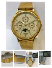 TITAN MULTIFUNCTION MOON-PHASE QUARTZ GOLD DI...