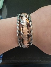 bangle handcrafted steel and copper welding wire  bracelet