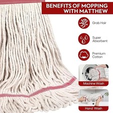 Lot of 6 Cotton Mop Head Replacement Heavy Duty Long-end Commercial Industrial