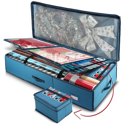 Hearth & Harbor Wrapping Paper Storage Container - Christmas Large, Blue 