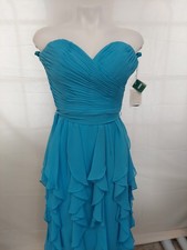 Morilee Lt Blue Size 10 Optional Straps /pleated Top/unified Drop Ruffle Ful Lth