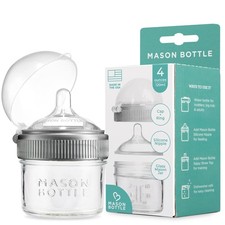 4oz Baby Glass Bottle with Breast Like Slow Flow Nipple, Cap Ring - BPA , Non...