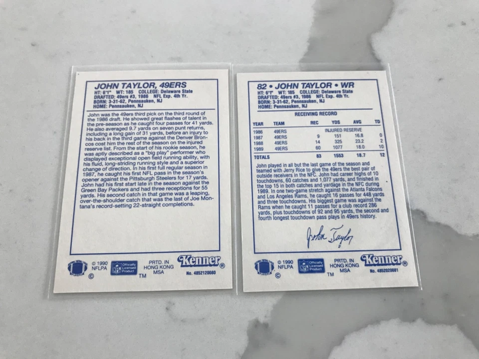 1990 John Taylor San Francisco 49’s SLU Cards - Image 2 of 2