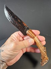 WICKED HOT TRI-FLOW Obsidian Knife Bone Handle Bushcraft Wilderness Camping~Rare