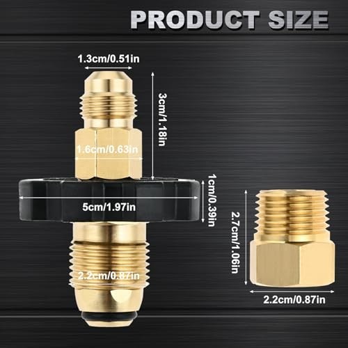 "Propane Gas Tank Adapter Plug for 50lbs Cylinder - Full Flow, 3/8" Male Flare &