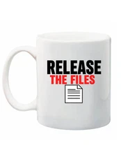 Political Humor Coffee Mug – Release the Files Saying – Anti-Trump Epstein