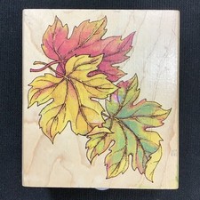 Autumn Leaves Rubber Stamp 3x4 inches Moderate Stain Good Condition Otherwise