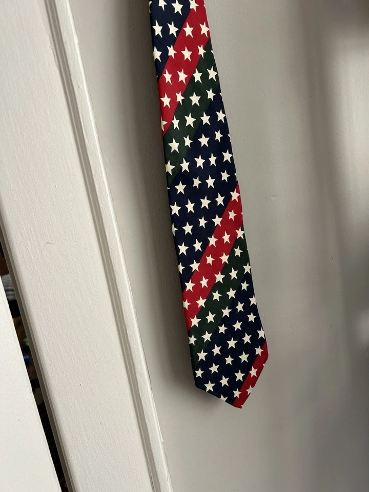 Vintage Italian Silk Stars And Stripes Print Men’s Neck Tie Excellent Condition - Image 3 of 4