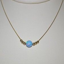 14kt Gold Filled Fine Chain with 6mm BLUE OPAL and Gold Filled Beads NECKLACE