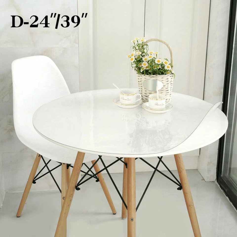 Round Clear PVC Plastic Transparent Protector Tablecloth Cover Wipe Clean 1.5mm - Image 2 of 4