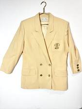 Christian Dior Wool 30 Montaigne Bar Jacket Blazer Neutral Pale Yellow USA Sz 12
