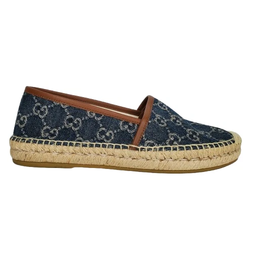 Espadrilles plates femme Gucci Pilar GG monogramme jacquard denim EU 37 US 7
