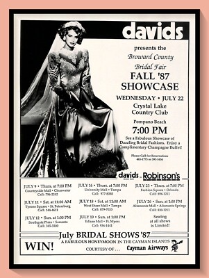 1987 Davids Bridal Fair Showcase Vintage PRINT AD Wedding Dress Marriage  1980s | eBay