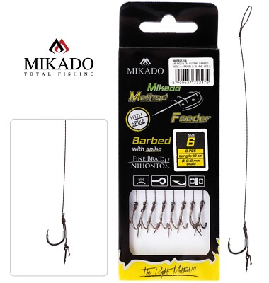 8x METHOD FEEDER Haken Rig mit Nadel und geflochtener Schnur (0,87 EUR/St.)