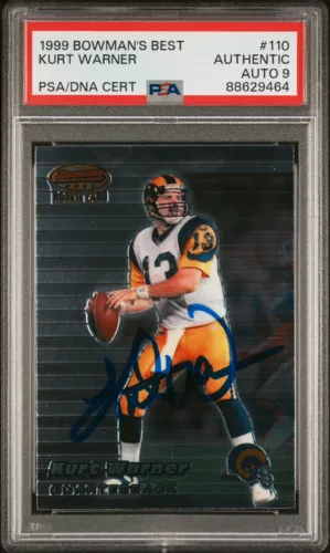 KURT WARNER SIGNED AUTOGRAPH 1999 BOWMAN BEST ROOKIE CARD #110 RC PSA/DNA AUTO