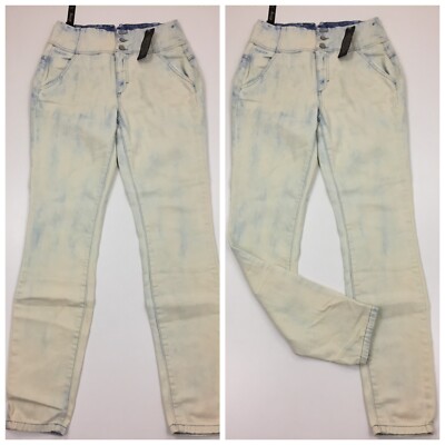 NWT BEBE Womens sz 30 Indigo Acid Wash High Waisted Tux Corset Skinny Jeans