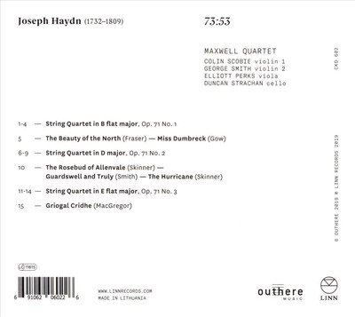 MAXWELL QUARTET JOSEPH HAYDN: STRING QUARTETS, OP. 71 NEW CD