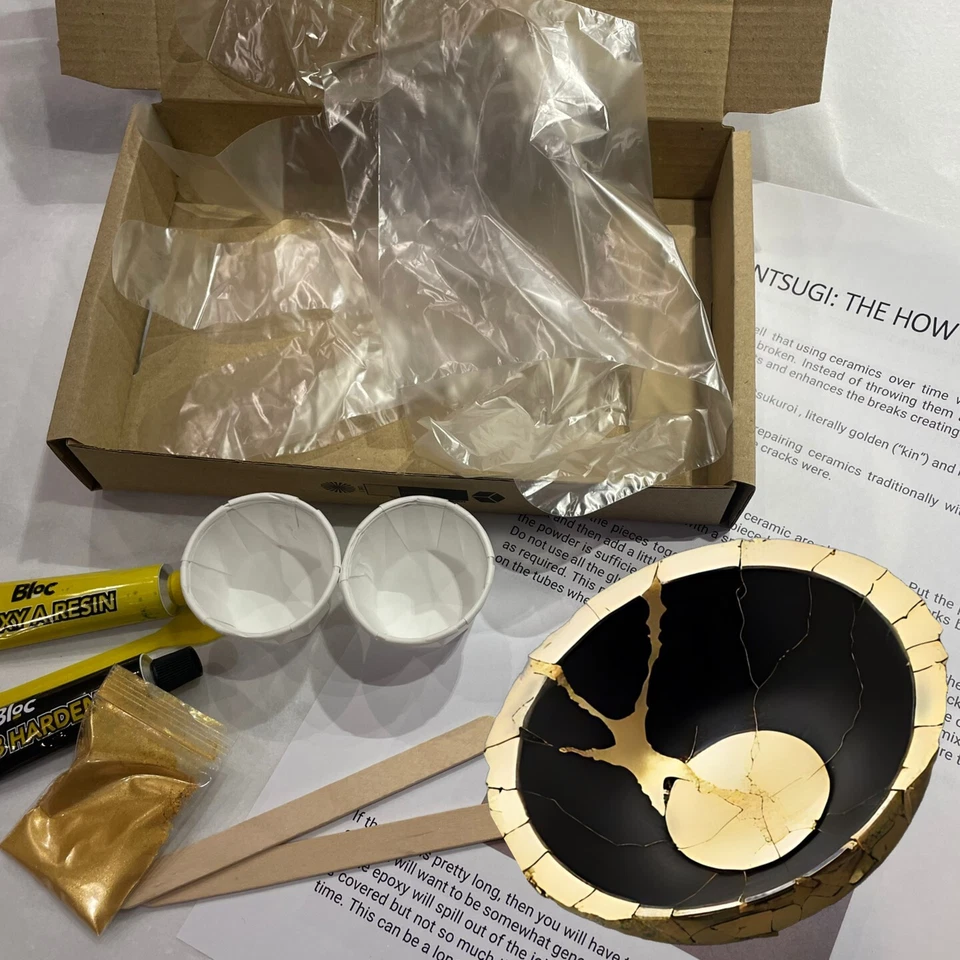 MABEL&IVY KINTSUGI STARTER SET - Ceramic Repair Kit Kintsugo Gold fix diy Broken Pottery