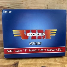 VIM 12 Pc. SAE Ratcheting T-Handle Nut Driver Set 3/16" to 1/2" #NDI100 - New