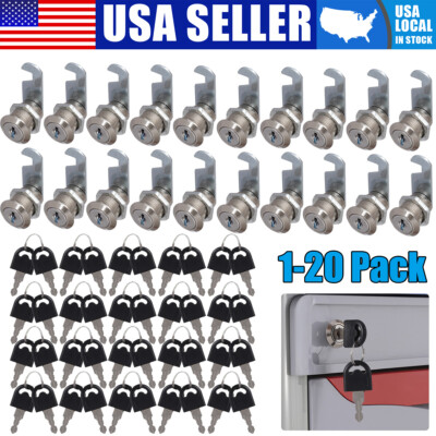 Cam Lock 1-1/8  Cabinet Toolbox Safe Drawer RV Lock Camper Replacement W/ Keys