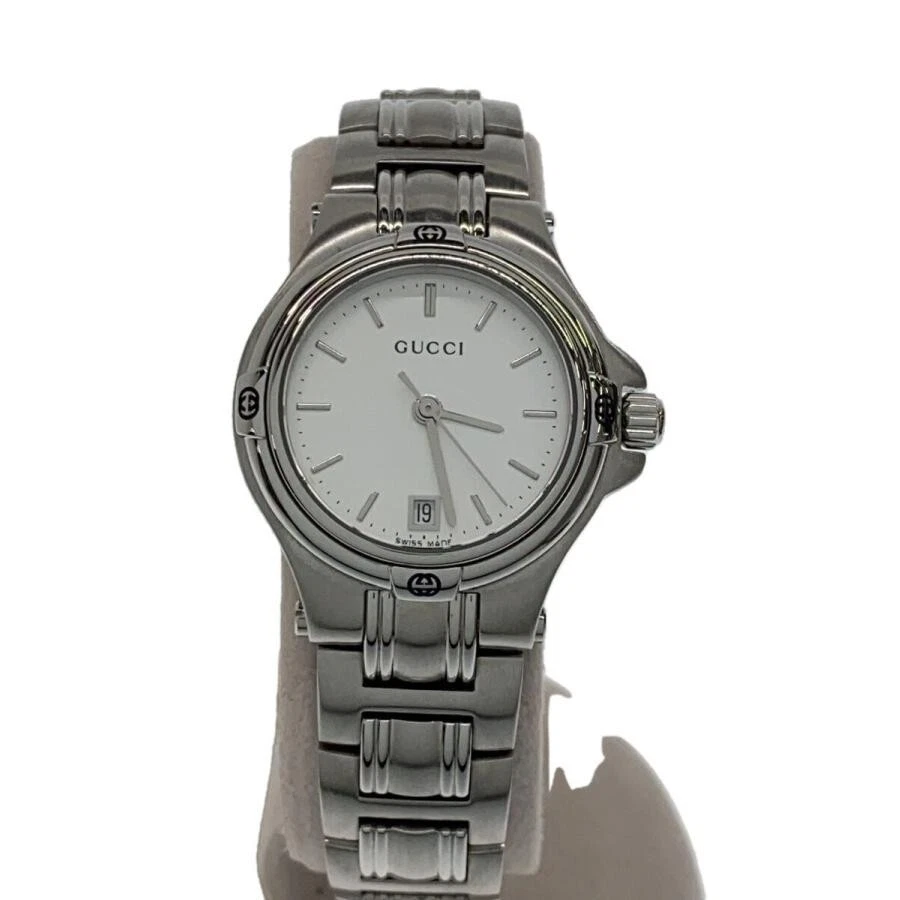 Orologio GUCCI 9040M Quadrante Argento Quarzo Data Uomo Argento Giappone Usat Raroo