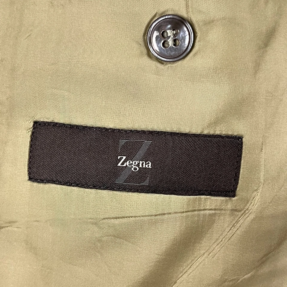 Blazer masculino Ermenegildo Zegna UE 52R% 100 bege cânhamo casaco esportivo botões de concha - Imagem 2 de 4
