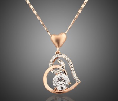 Fashion Jewelry Love Heart Pendant Necklace 18K Rose Gold Filled 14