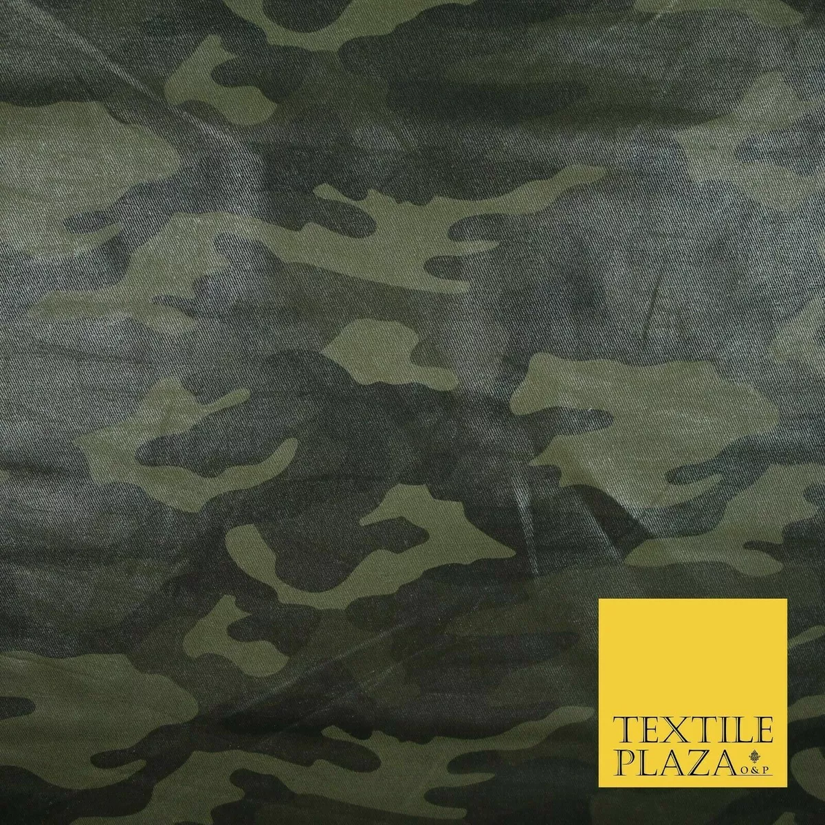 Green Woodland Camouflage Wax Coated Cotton Fabric Army Military Material  4003