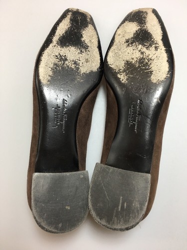 Salvatore Ferragamo Brown Suede Boutique Low Heel Loafer Shoes Size 7.5 AAAA - Picture 7 of 12